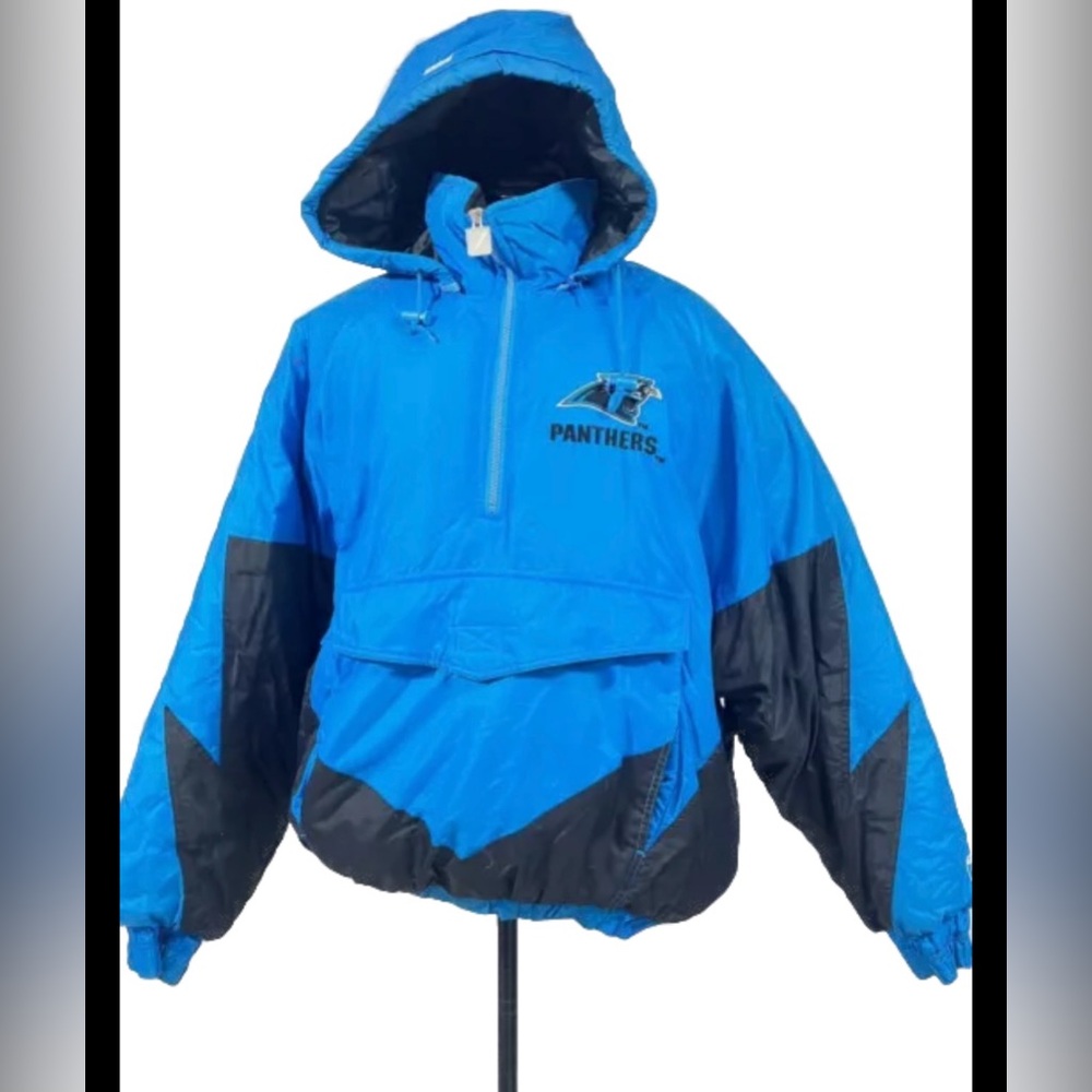 Vintage 90s NFL Carolina Panthers 7 Logo Color Block Jacket Size Large